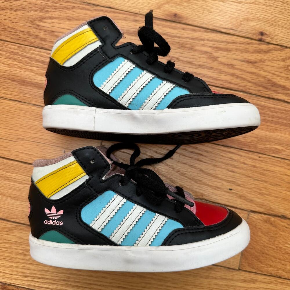 adidas Originals Vintage Inspired Hardcourt Hi Girls Toddler Leather Sneakers 9K - Picture 6 of 16
